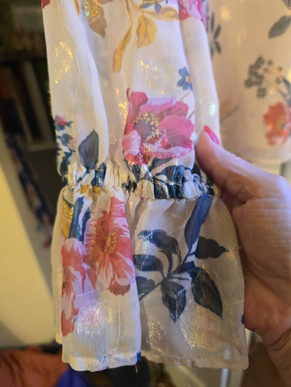 Loft Floral Off-Shoulder Long Sleeve Blouse - Pink Floral - Picture 4 of 4